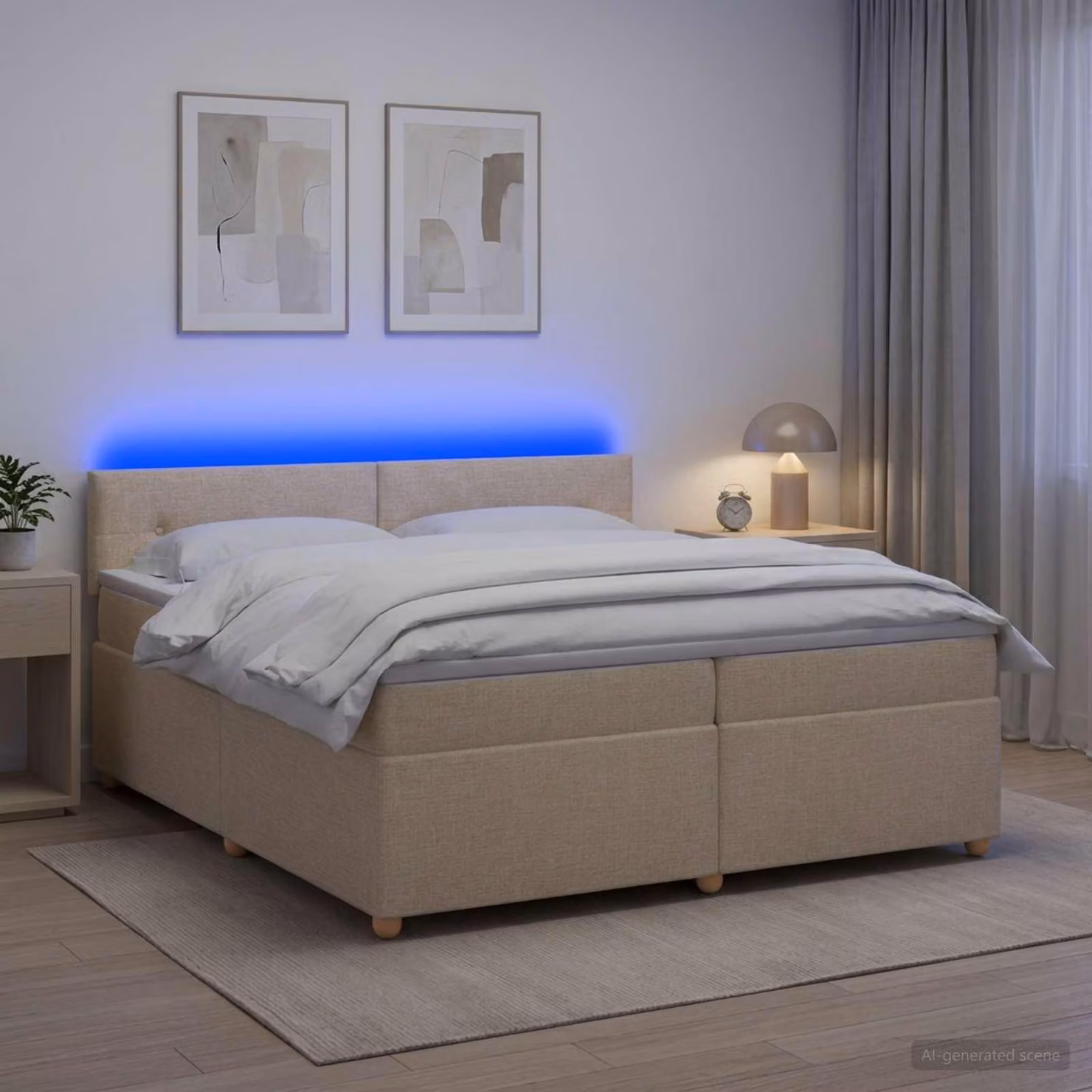 Maison Exclusive - Letto boxspring con materasso Crema 200 x 200 cm Tessuto