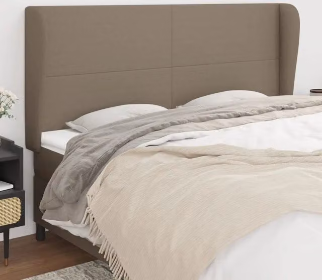 Testiera ad orecchio Design Mania in tessuto beige L: 183 cm, P: 23 cm, H: 118/128 cm