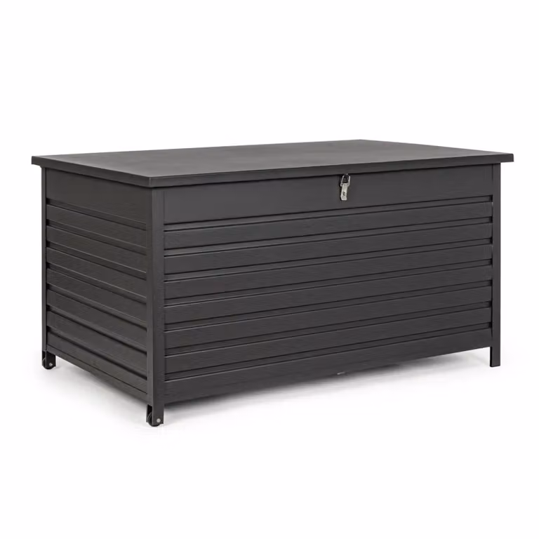 Baule da giardino BURGOS in alluminio antracite con ruote, 155x97x83