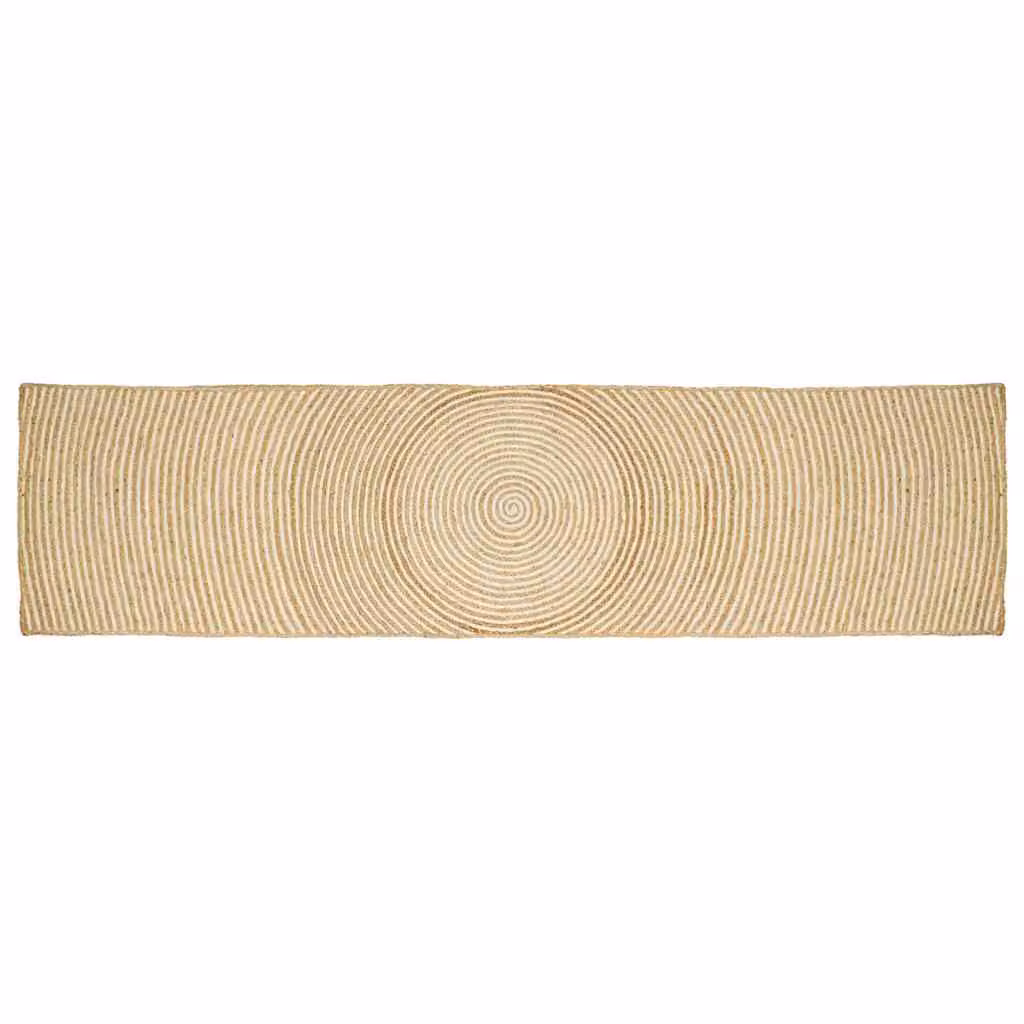 Tappeto da area vidaXL in juta lavabile, moderno e rettangolare, colore bianco/beige, L: 400 cm, P: 60 cm