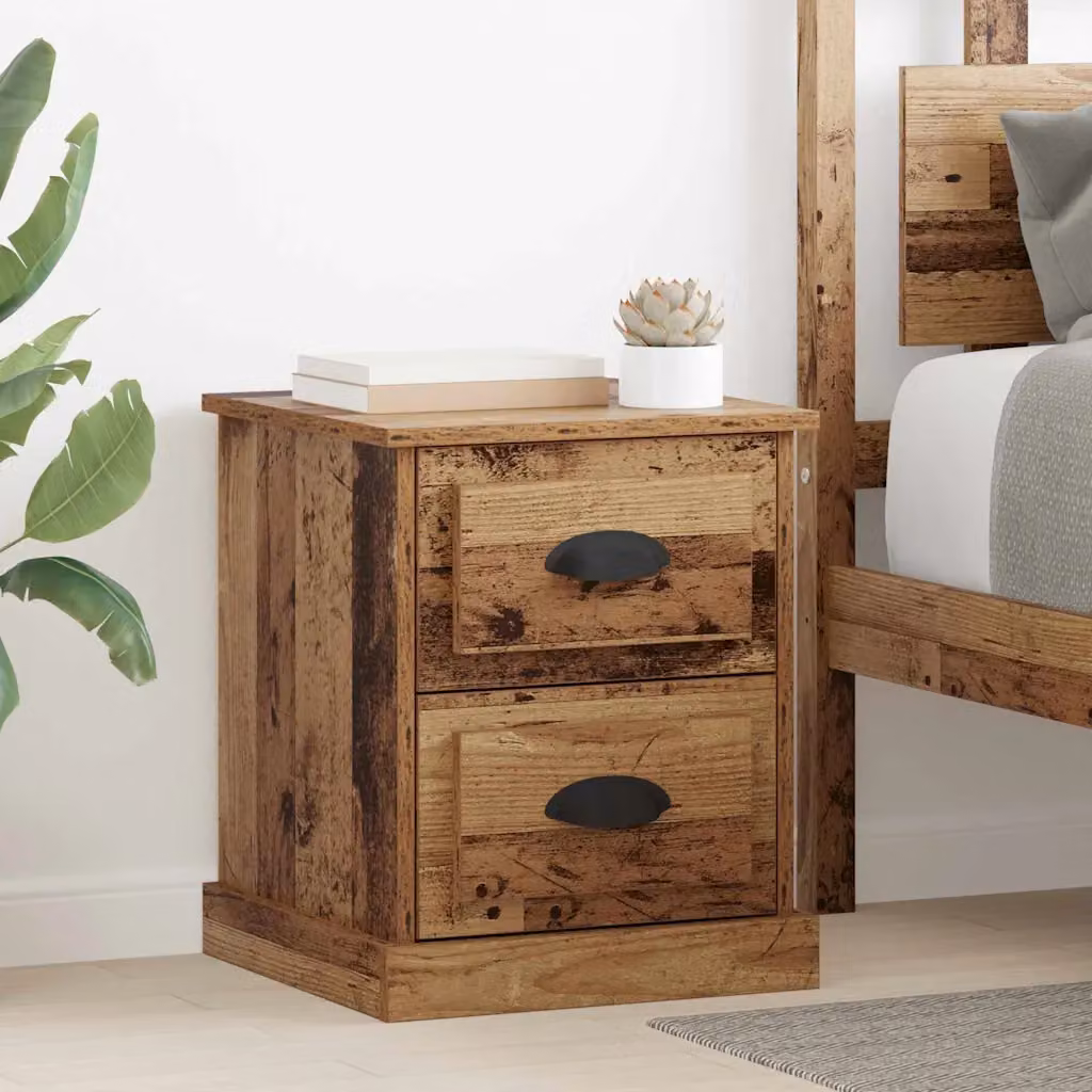 Armadio da notte vidaXL in legno effetto rustico marrone L 39 cm x P 39 cm x H 47.5 cm