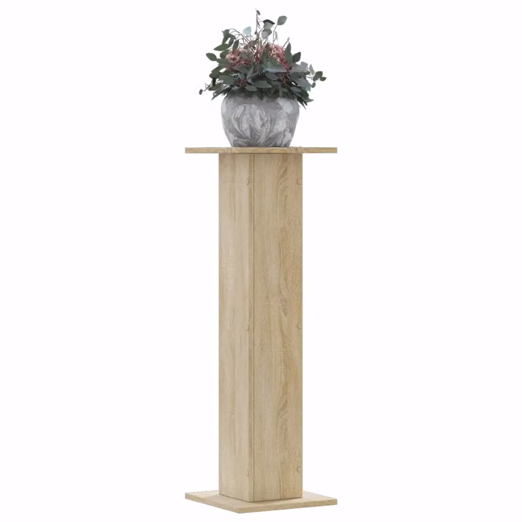Set di 2 supporti per piante vidaXL in legno color rovere, L/P/H: 30 x 30 x 95 cm