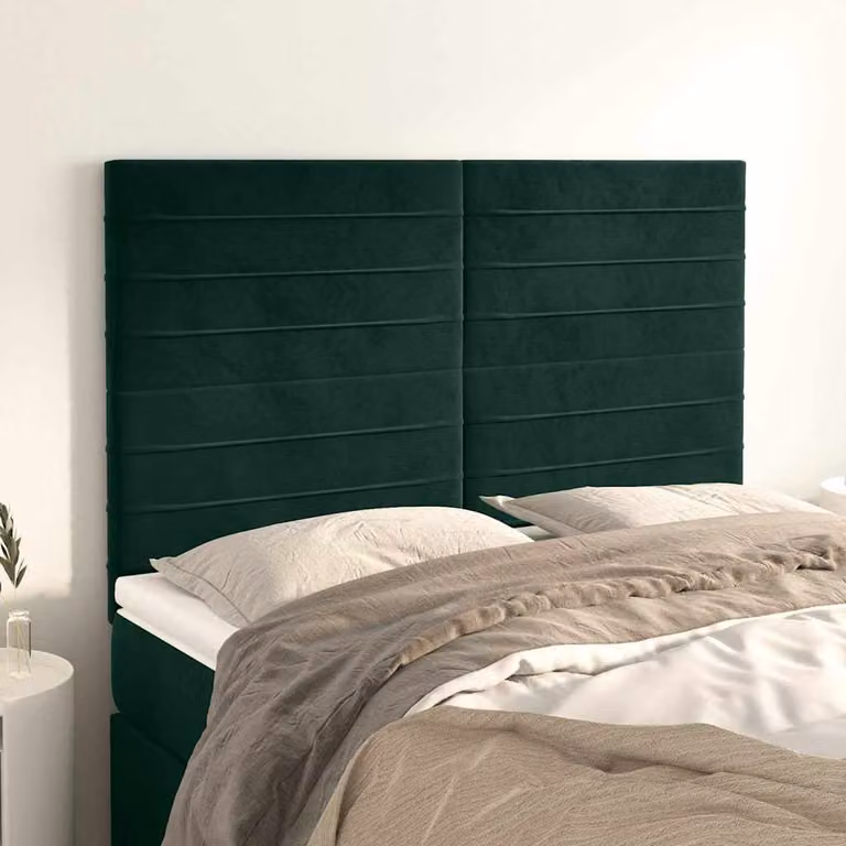 Testiera per letto vidaXL in velluto verde scuro con struttura imbottita L: 144 cm, P: 5 cm, H: 118/128 cm