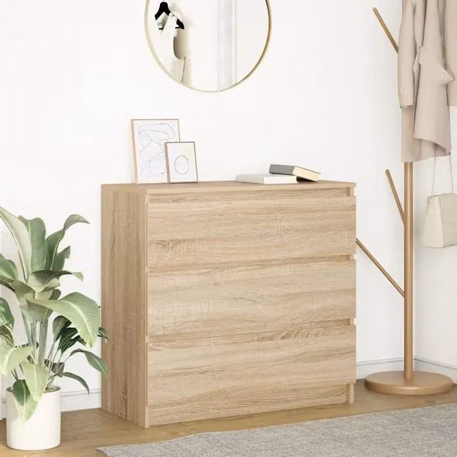 Credenza moderna vidaXL in legno color rovere, L: 80 cm, P: 35 cm, H: 76 cm