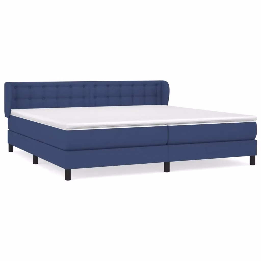 Letto Ibrido vidaXL con Giroletto a Molle e Materasso in Tessuto Blu e Bianco L/P: 200 x 200 cm – 2