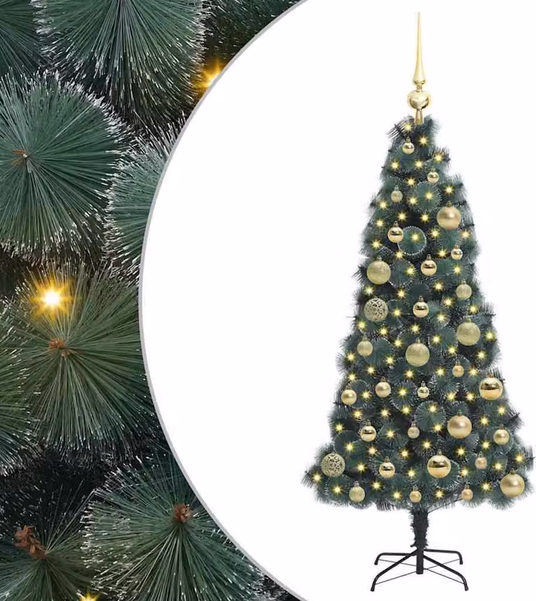 Albero di Natale artificiale preilluminato con set di palline