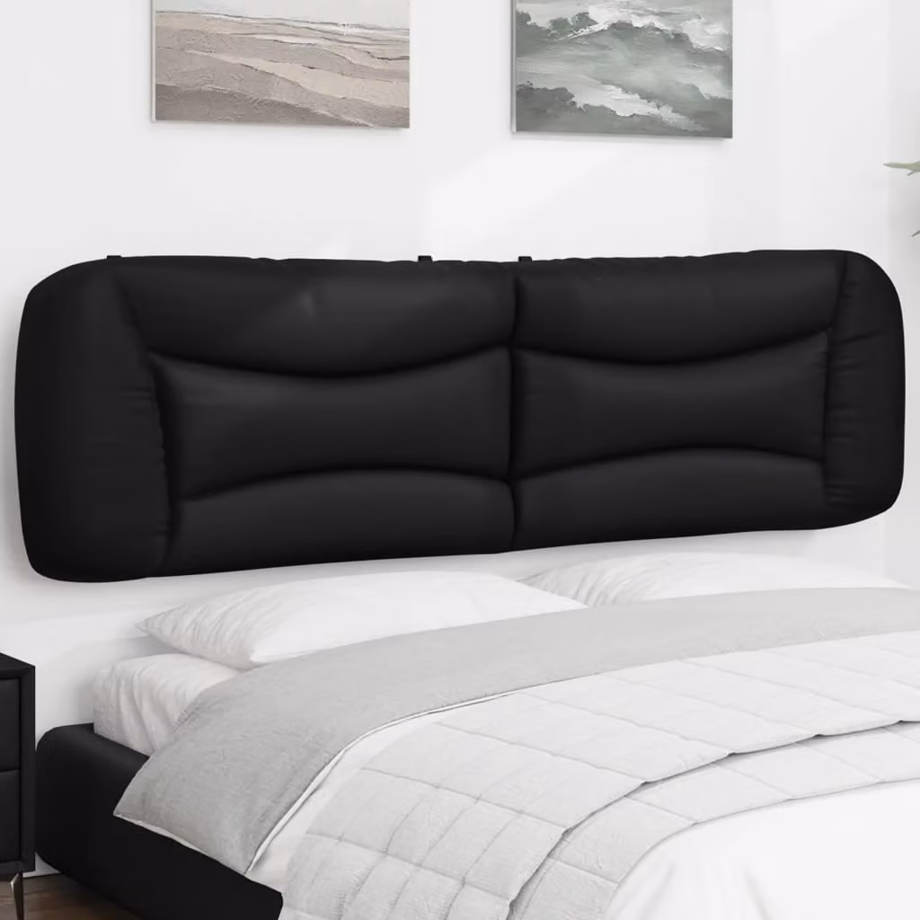 Testiera per letto imbottita vidaXL Hvar in similpelle nera, L: 193 cm
