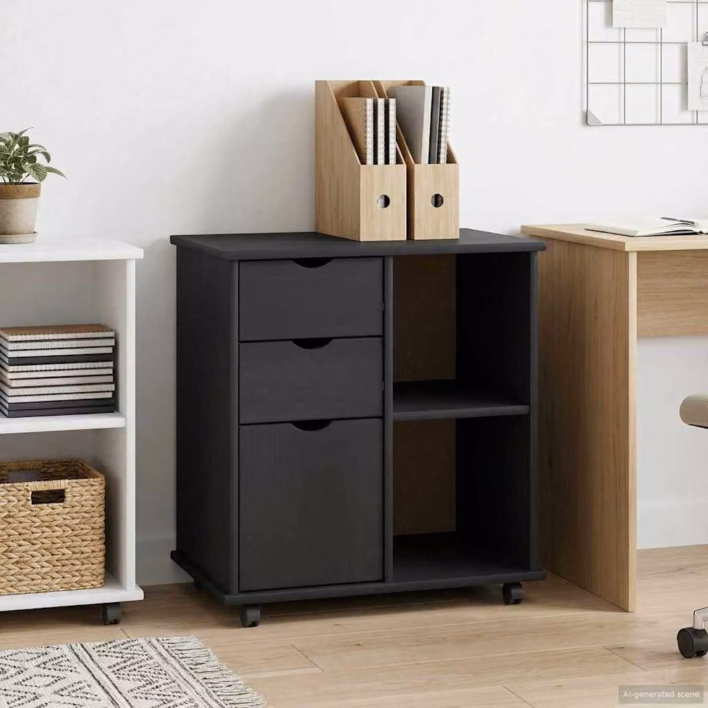 Carrello mobile con ruote vidaXL in legno di pino massello L/P/H: 63,5 x 39 x 65,5 cm
