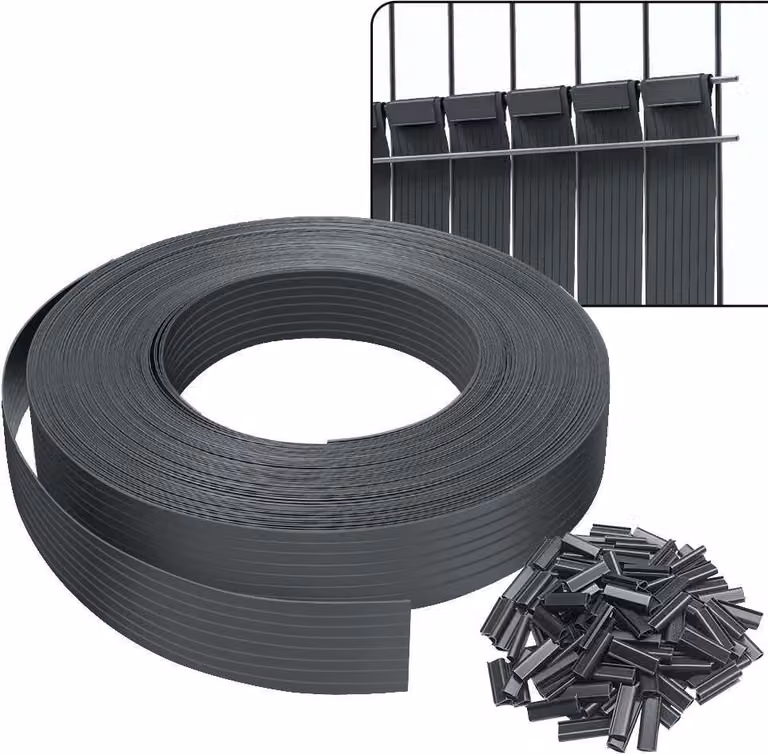 Strisce frangivista VOUNOT® per recinzioni a doppia barra 75 m x 4,7 cm, recinzione frangivista in PVC con 150 clip, grigio