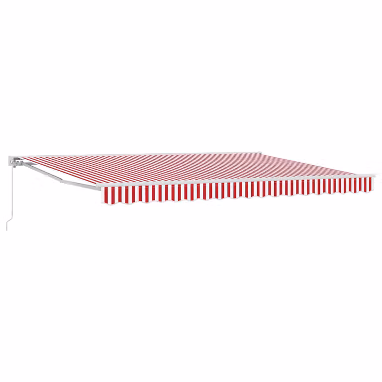 vidaXL Tenda retrattile manuale a manovella in poliestere e acciaio, Rosso e Bianco, L: 4 m x P: 3,5 m