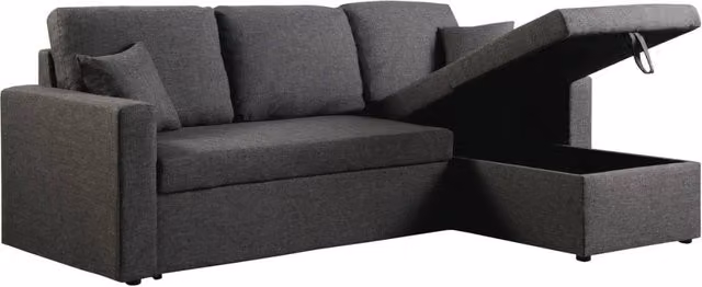 Divano ad angolo convertibile "Alain" - Grigio - 221 x 145 x 85 cm - 3 posti - Grigio
