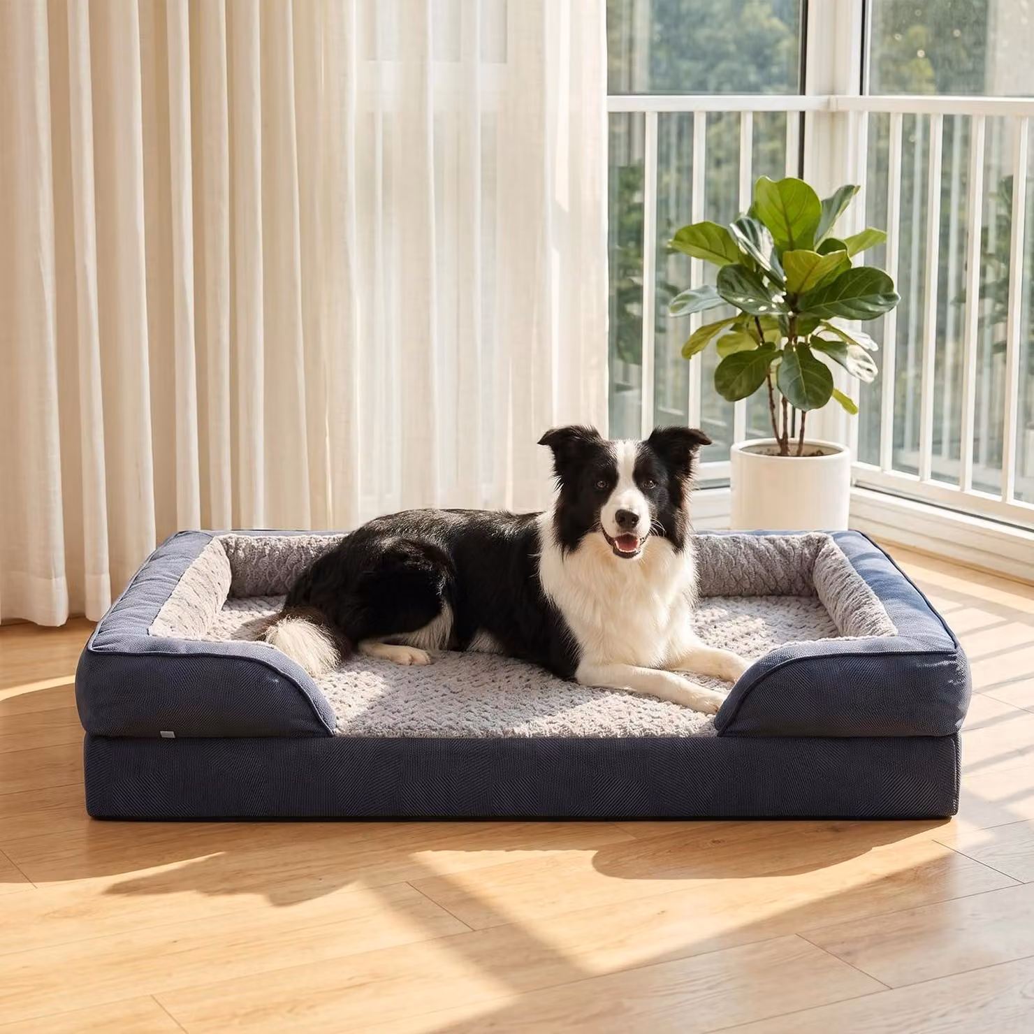 Cuccia ortopedica per cani, 89x64x17 cm, grigio scuro