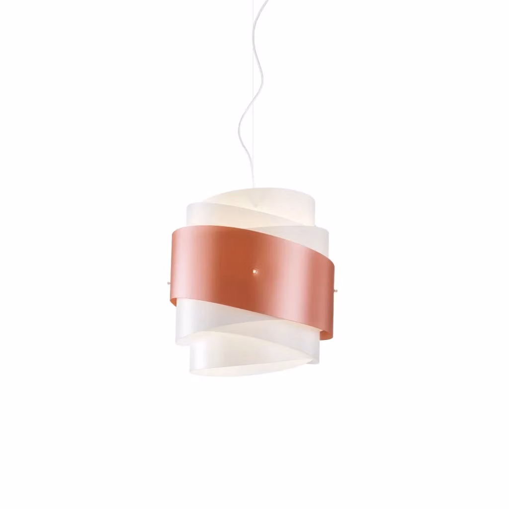 Lampada a sospensione moderna Bea Polilux Linea Zero in rame e metallo cromo con 1 luce E27, Diametro: 40 cm – 2