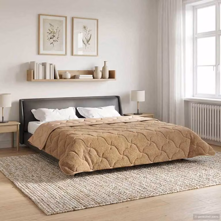 Piumino estivo reversibile vidaXL in microfibra traspirante, beige/grigio, L: 240 cm x P: 220 cm