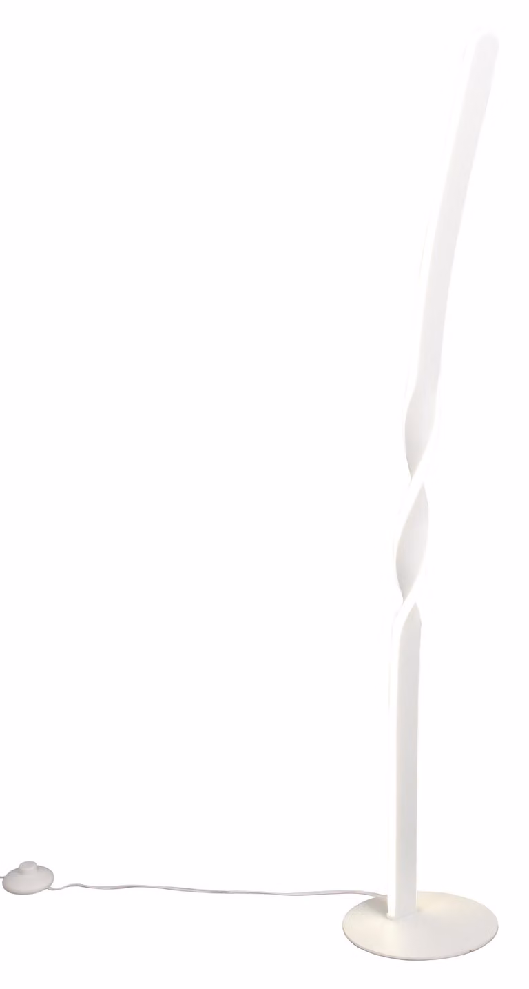 Lampada da terra a LED, metallo, bianco opaco, interruttore a pedale, H 110 cm
