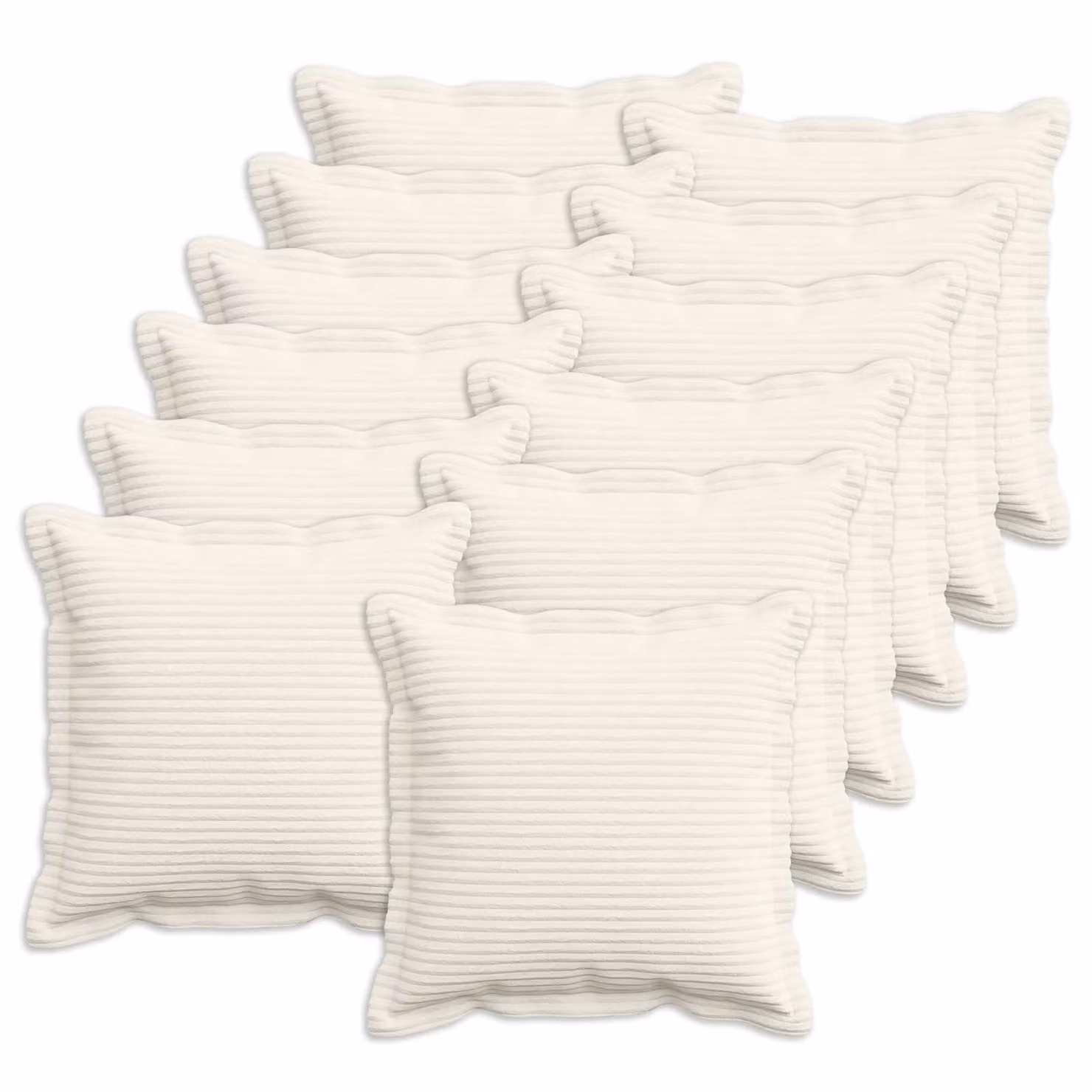 Set di 12 federe vidaXL HOUTEN in velluto a coste, colore crema, 50 x 50 cm