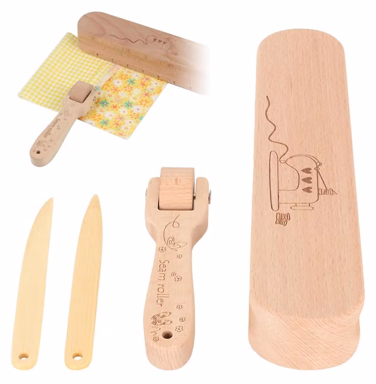 Solidchoice - Set di strumenti per cucito in legno di faggio - Attrezzo per rifinire le cuciture - Rullo per cuciture - Spuntona - Tessuto per sartoria - Articoli per la casa