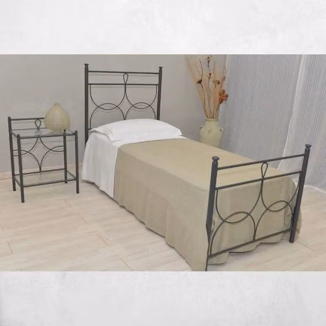 Letto singolo in ferro battuto IPERBRIKO colore antracite L 90 cm x P 201 cm x H 126 cm
