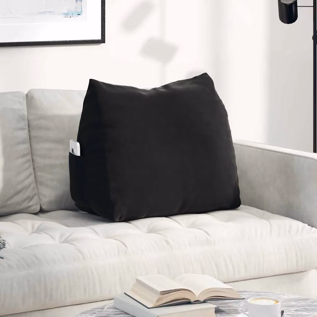 Cuscino a cuneo per la schiena vidaXL in tessuto di velluto a coste nero L 60 cm x P 20 cm x H 50 cm