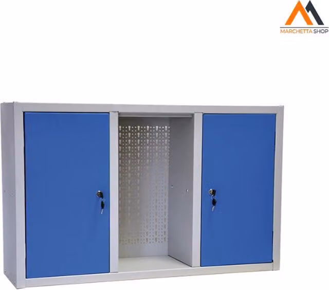 Armadio portautensili Prometal in acciaio blu con ante L: 100 cm, P: 24 cm, H: 60 cm