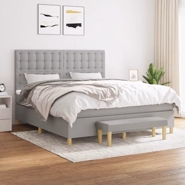 Maison Exclusive - Giroletto a Molle con Materasso Grigio Chiaro160x200 cm Tessuto