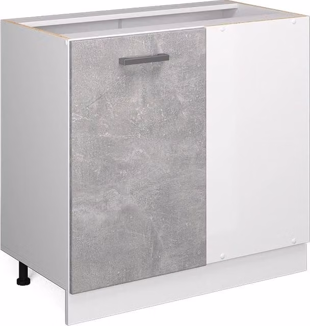 Armadio ad angolo universale R-Line Vicco colore grigio calcestruzzo con ante, L: 86 cm, H: 81,6 cm, P: 46 cm – 1