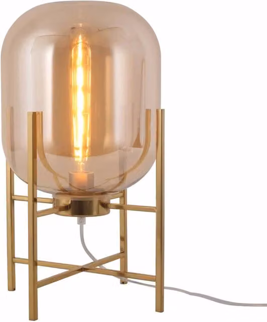 LÚZETE Lampada da tavolo Cordelia in metallo e vetro oro e ambra