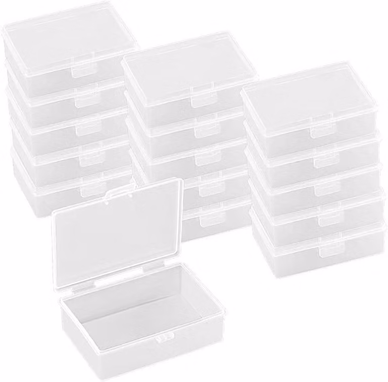 Contenitori trasparenti in plastica, 16 pezzi, dimensioni 9,2 x 6 x 2,5 cm, ideali per gioielli e piccoli oggetti