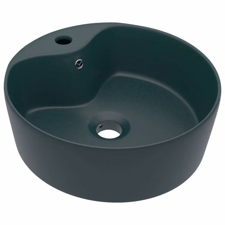 Lavandino con Troppopieno Verde Scuro Opaco 36x13cm in Vetroceramica