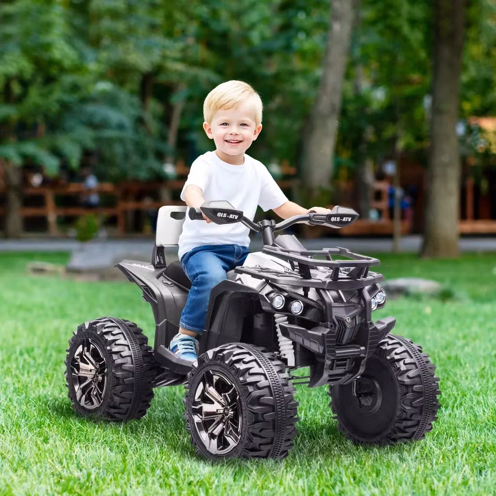 Quad Elettrico Giordanoshop per Bambini 3-5 Anni 12V Bianco con Fari e Ingresso USB – 2