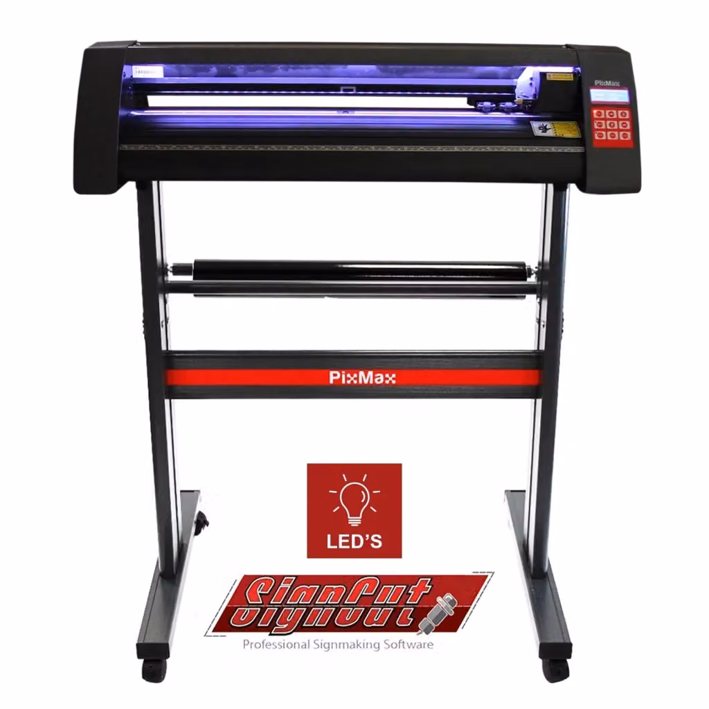 Plotter da taglio vinile PIXMAX con guida laser e LED, ideale per insegne ed etichette, colore nero, con abbonamento 12 mesi al software Signcut Pro – 2
