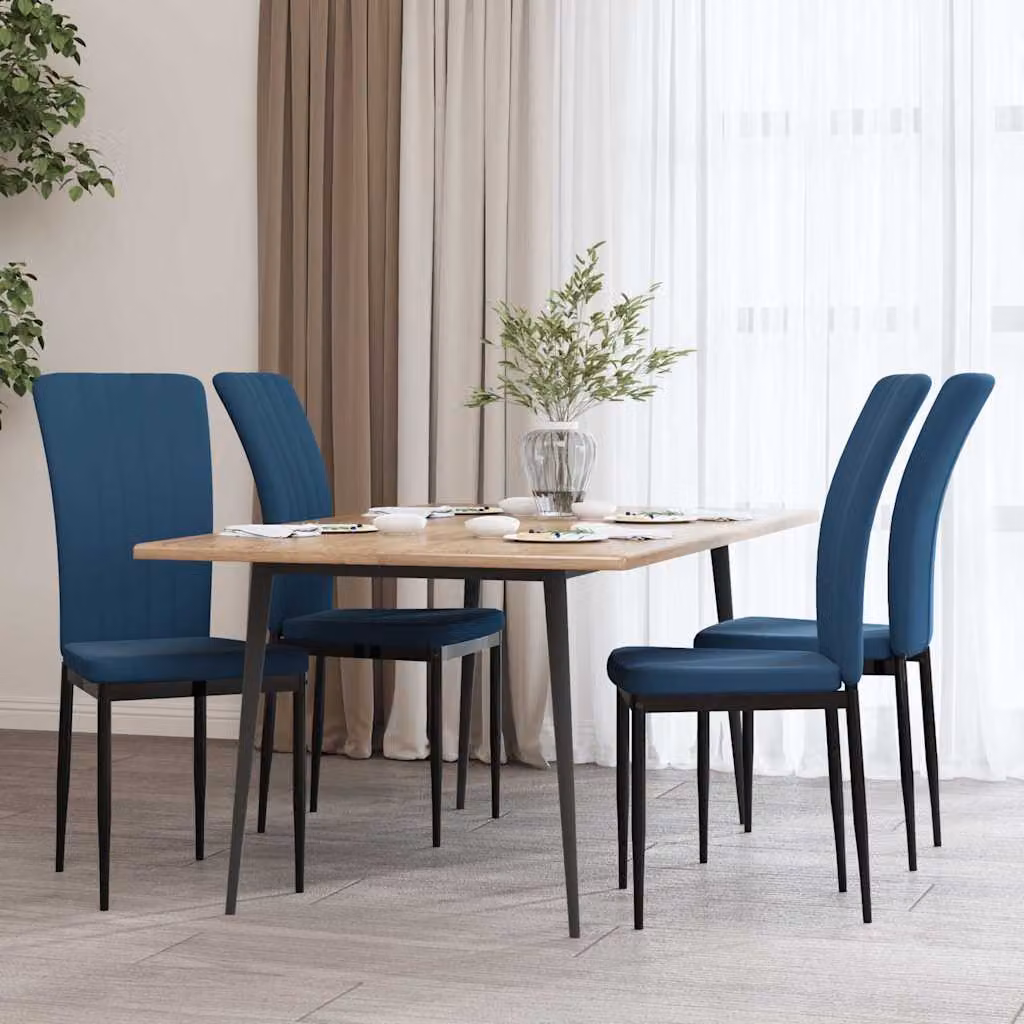 Set di 4 sedie da pranzo vidaXL in velluto blu per soggiorno e cucina – 1