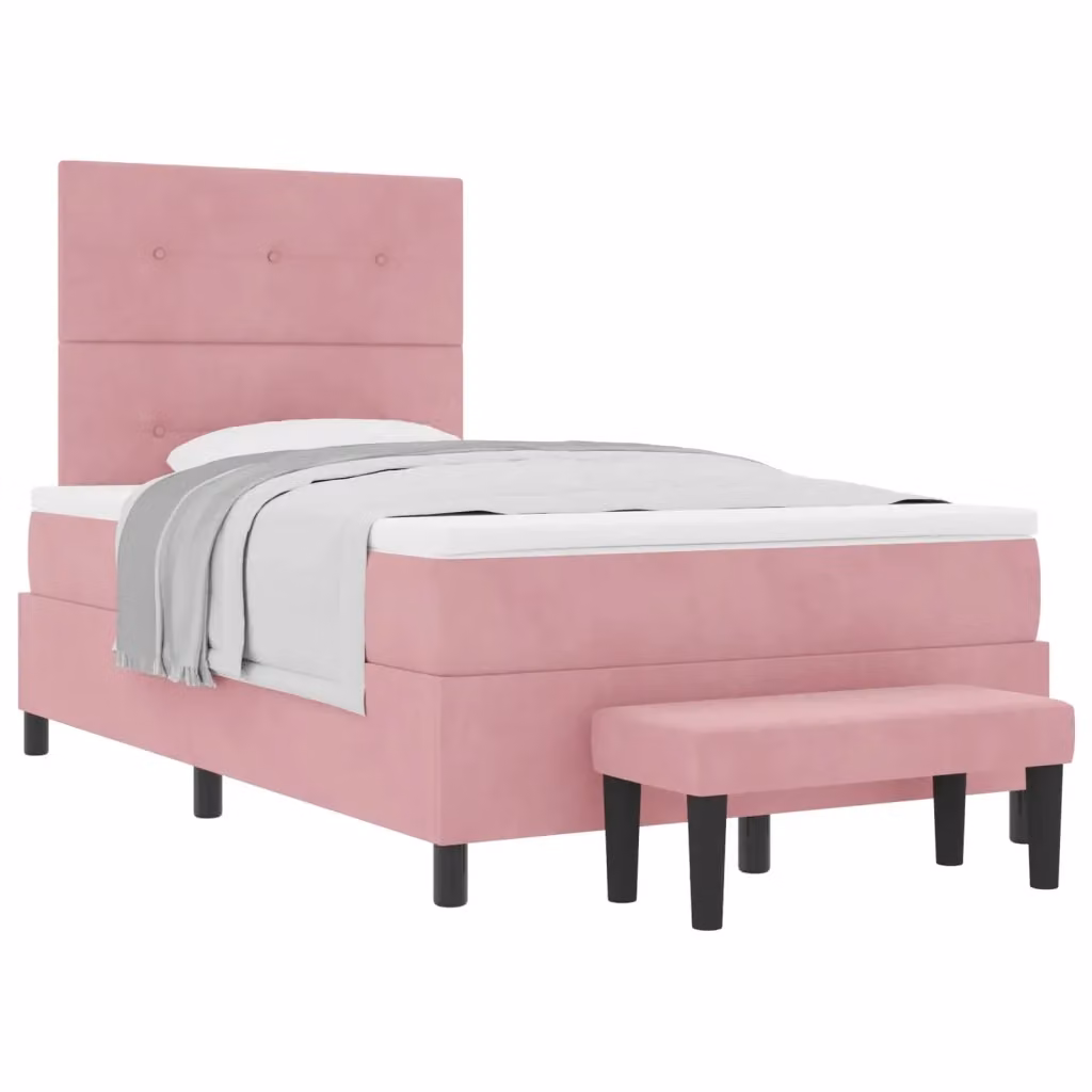 Letto con testiera in velluto rosa vidaXL L/P/H: 120 x 200 x 128 cm – 2