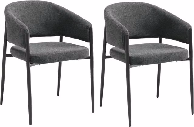 Set 2 Sedie Maya 59,5x54x78,5 cm in Tessuto Easy-Clean Grigio Scuro
