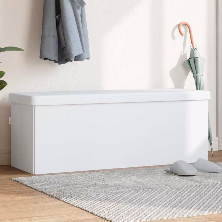 vidaXL Panca Portaoggetti Moderna Bianca in Finta Pelle e Legno