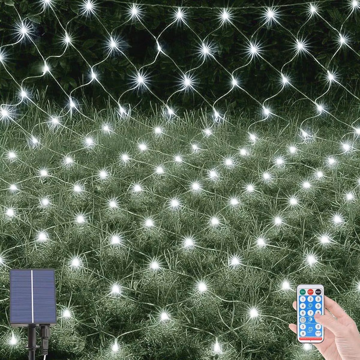 Catena luminosa a LED solare per esterni - 2x3 metri, illuminazione natalizia impermeabile con telecomando e 8 modalità