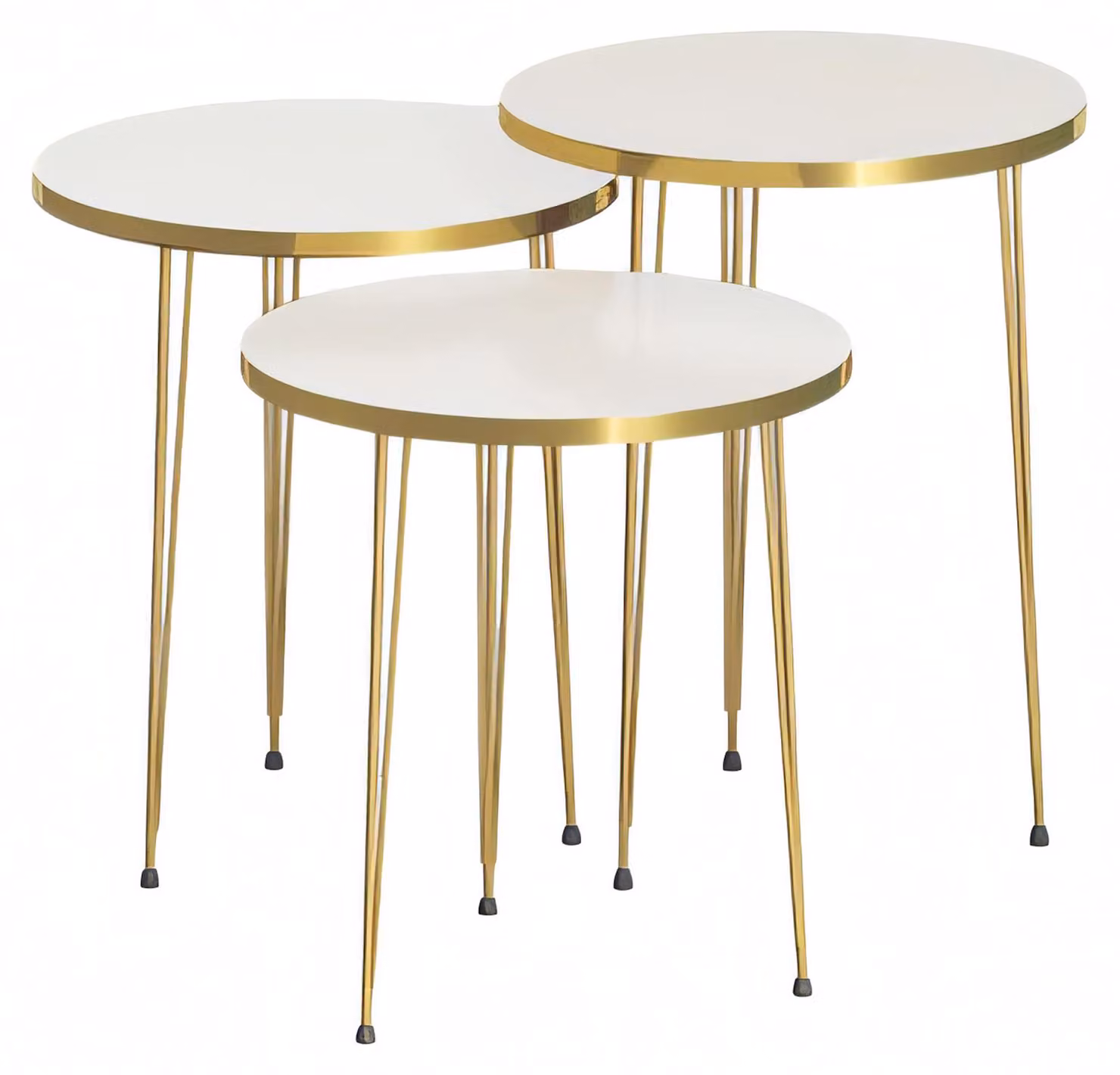 Weißes modernes Couchtisch-Set aus Holz und Edelstahl