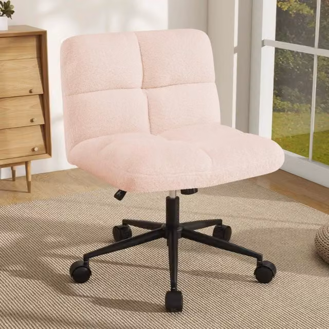 Sedia da ufficio girevole Design Mania in tessuto rosa con ruote e altezza regolabile