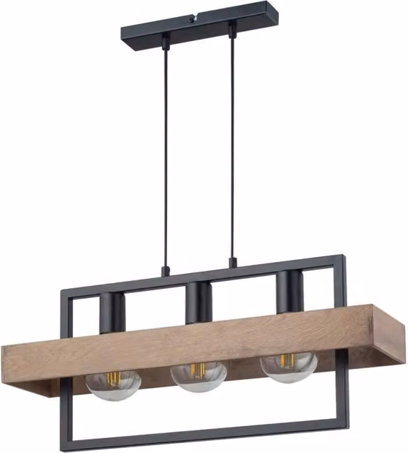 Lampada a sospensione Robin Sigma Lighting in stile boho, nero e legno, 3xE27, dimmabile