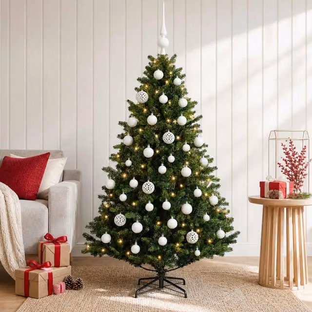 Albero di Natale Artificiale con Palline 150 cm 150 LED 3466066