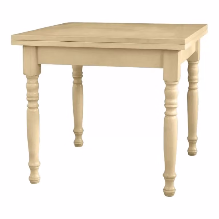 Tavolo allungabile a libro in legno di pino stile shabby chic bianco avorio Mobili 2G L/P/H: 100 x 100 x 78 cm