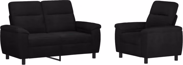 Set di 2 divani moderni vidaXL in tessuto nero con struttura in metallo per il tuo soggiorno