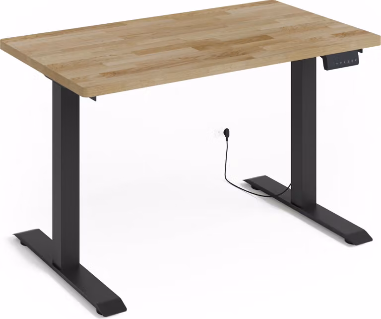 Scrivania elettrica regolabile in altezza BIM NATURAL DESK 2S 120x65 cm TELAIO NERO/ROCE NATURALE