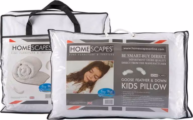 Set letto per bambini HOMESCAPES – Coperta per tutte le stagioni 120x150 cm e cuscino 40x60 cm – Piume e piumino