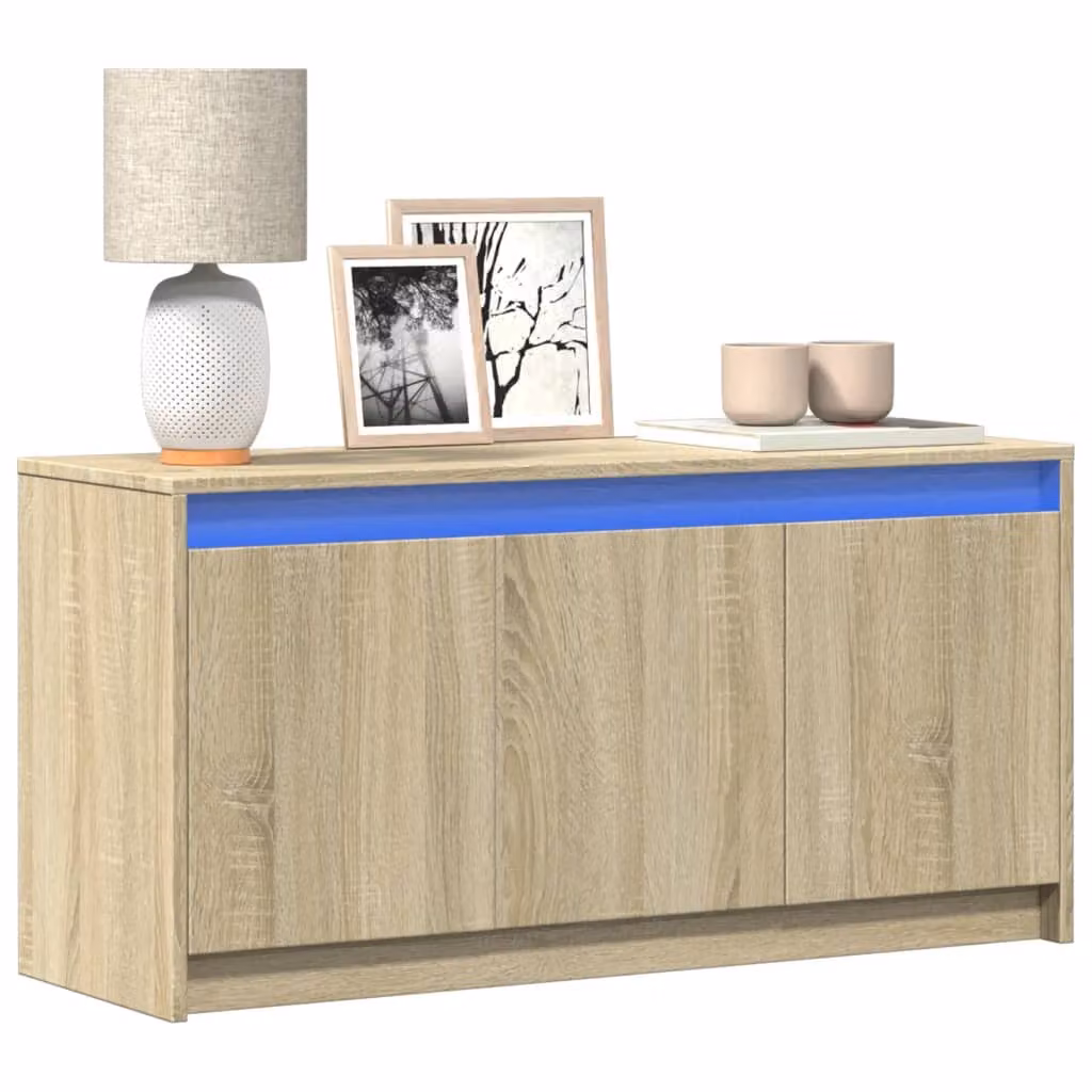 Mobile Porta TV con LED vidaXL in Rovere Sonoma, Marrone, L 100 cm x P 34 cm x H 50 cm