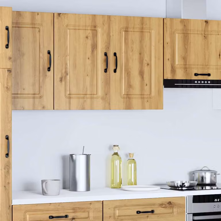 Pensile da cucina moderno vidaXL Kalmar in legno marrone con ante a battente e ripiani interni L 80 x H 60 x P 31 cm