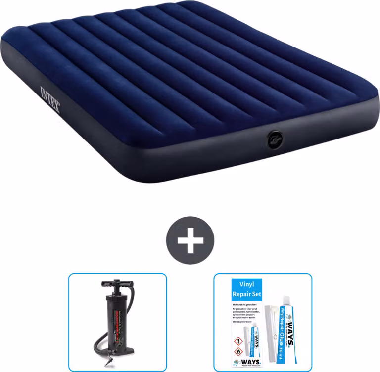 Letto ad aria Intex - 2 persone - 152 x 203 x 25 cm - blu - include pompa e kit di riparazione