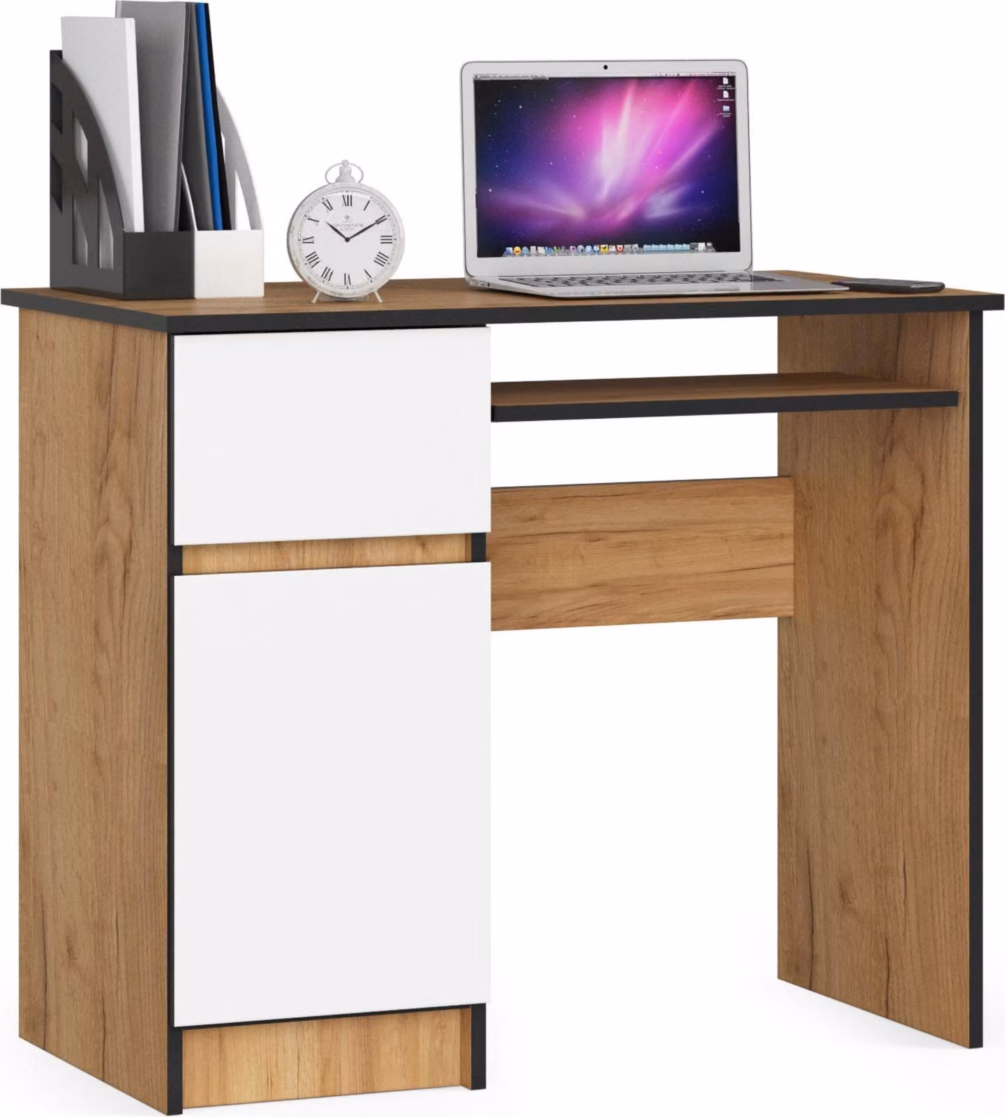 Scrivania per computer da 90 cm | Scrivania | con cassetto porta tastiera e vano portaoggetti