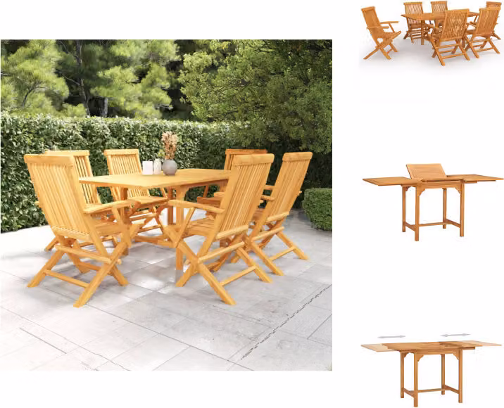 vidaXL set da pranzo da giardino 7 pezzi in teak massiccio - Set di mobili da giardino