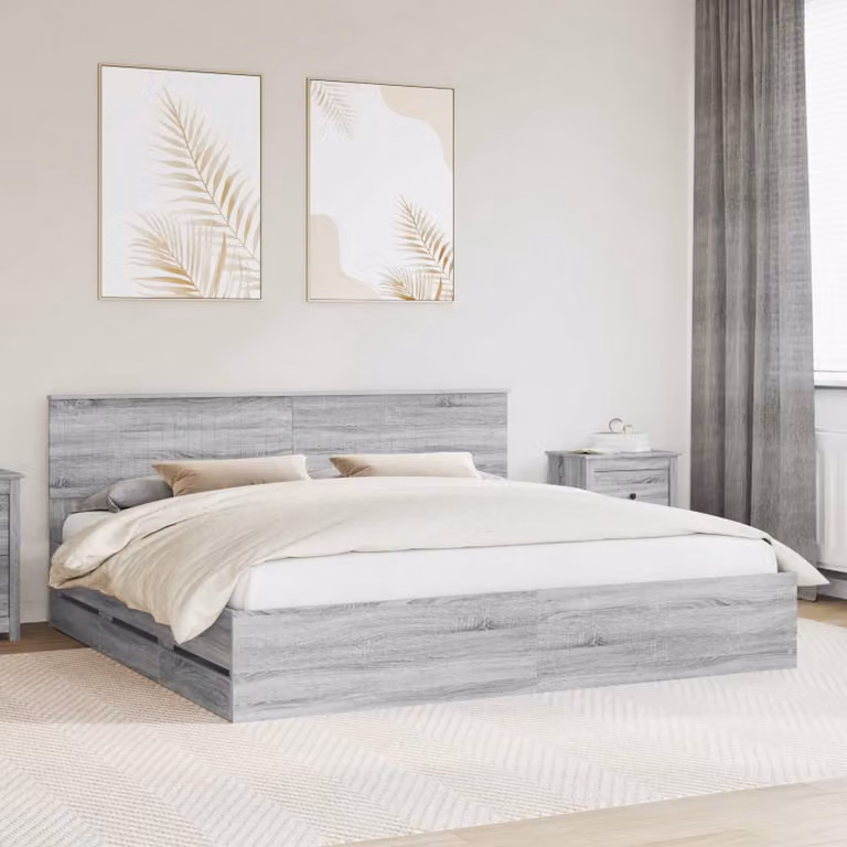 Struttura letto con cassetto vidaXL in legno Grigio Sonoma 200 x 200 cm